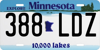 MN license plate 388LDZ