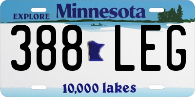 MN license plate 388LEG