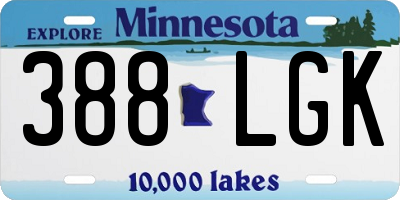 MN license plate 388LGK