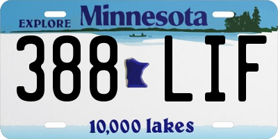 MN license plate 388LIF