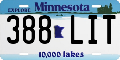 MN license plate 388LIT
