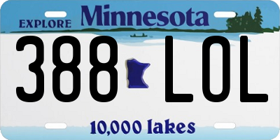 MN license plate 388LOL