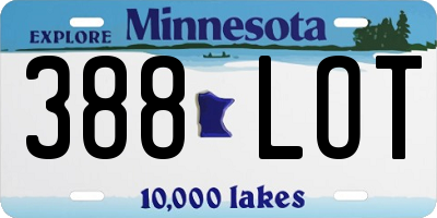 MN license plate 388LOT
