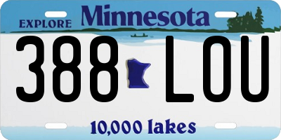 MN license plate 388LOU