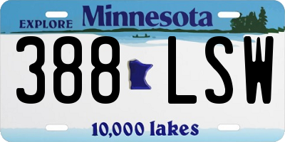 MN license plate 388LSW