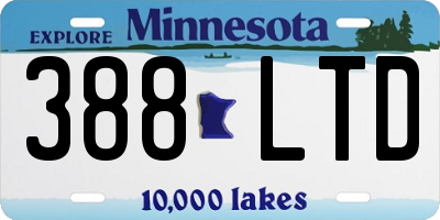 MN license plate 388LTD