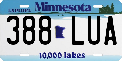 MN license plate 388LUA