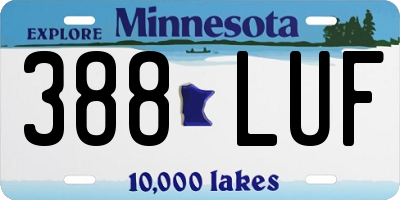 MN license plate 388LUF