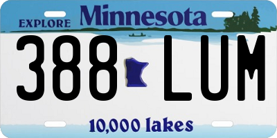 MN license plate 388LUM