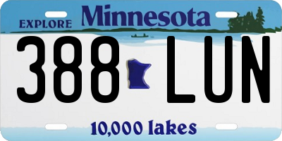 MN license plate 388LUN