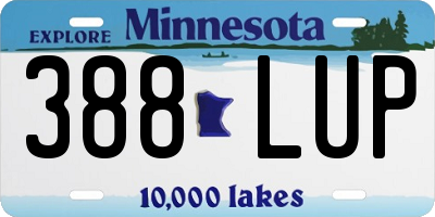 MN license plate 388LUP