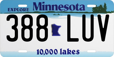 MN license plate 388LUV