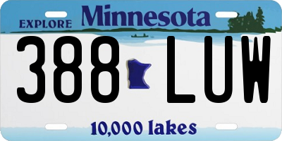 MN license plate 388LUW