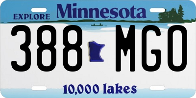 MN license plate 388MGO
