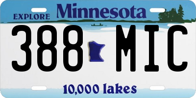 MN license plate 388MIC