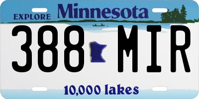 MN license plate 388MIR