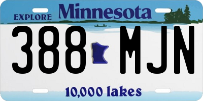 MN license plate 388MJN