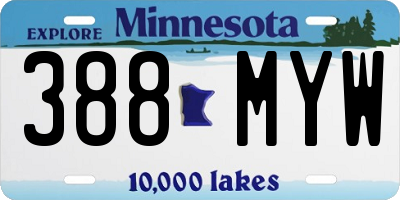 MN license plate 388MYW