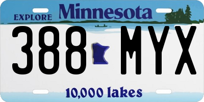 MN license plate 388MYX