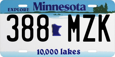 MN license plate 388MZK