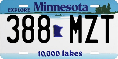 MN license plate 388MZT