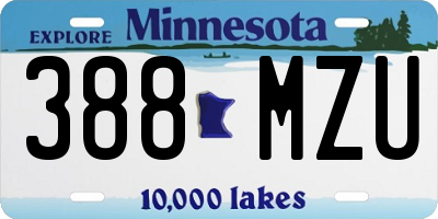 MN license plate 388MZU