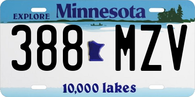 MN license plate 388MZV