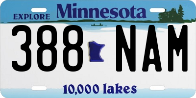 MN license plate 388NAM