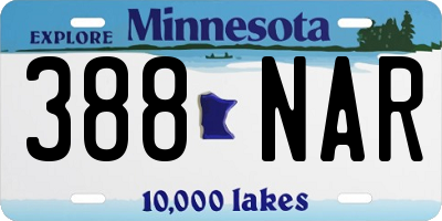 MN license plate 388NAR