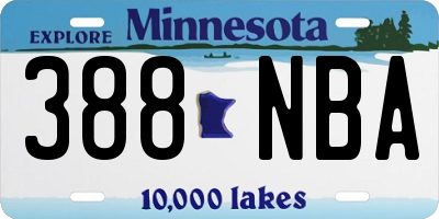 MN license plate 388NBA
