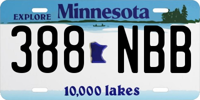 MN license plate 388NBB