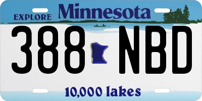 MN license plate 388NBD