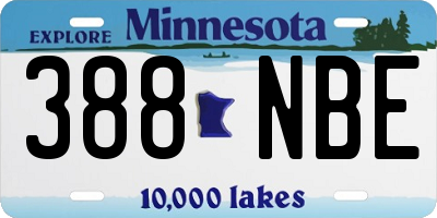 MN license plate 388NBE