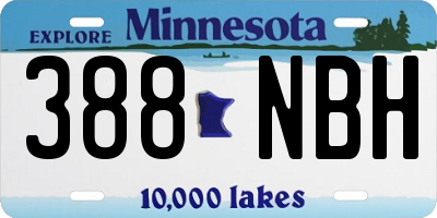 MN license plate 388NBH