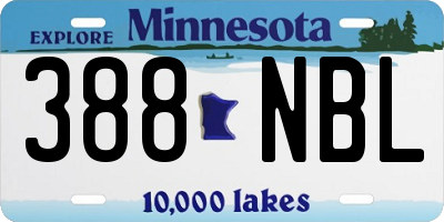 MN license plate 388NBL