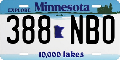 MN license plate 388NBO