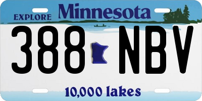 MN license plate 388NBV