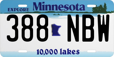 MN license plate 388NBW