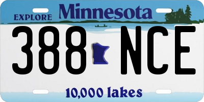 MN license plate 388NCE