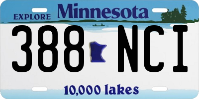 MN license plate 388NCI