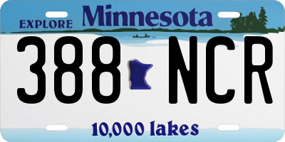 MN license plate 388NCR