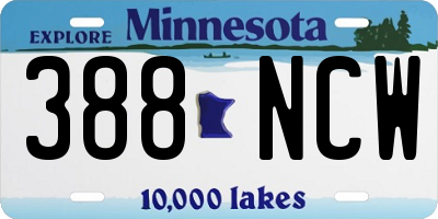 MN license plate 388NCW