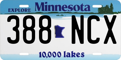 MN license plate 388NCX