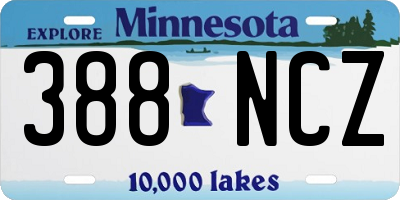 MN license plate 388NCZ