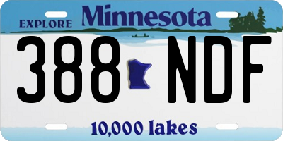 MN license plate 388NDF