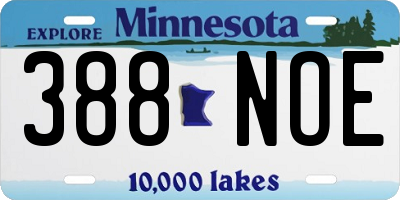 MN license plate 388NOE