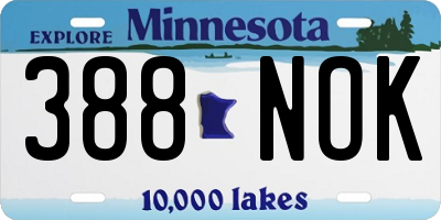 MN license plate 388NOK