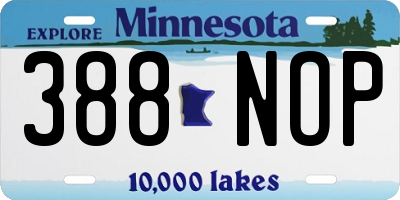 MN license plate 388NOP