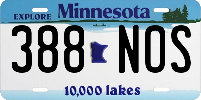 MN license plate 388NOS