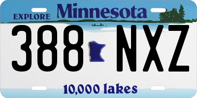 MN license plate 388NXZ
